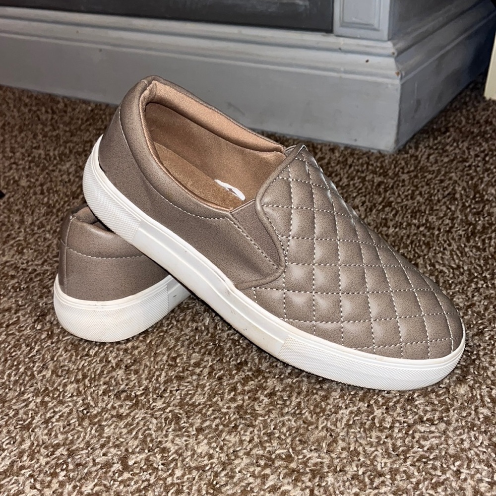 Beige slide on shoes